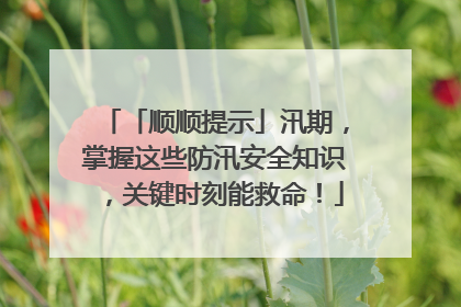 「顺顺提示」汛期，掌握这些防汛安全知识，关键时刻能救命！