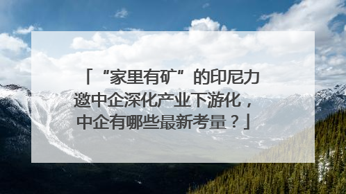 “家里有矿”的印尼力邀中企深化产业下游化，中企有哪些最新考量？