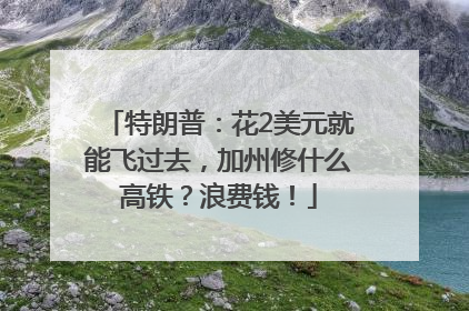 特朗普：花2美元就能飞过去，加州修什么高铁？浪费钱！