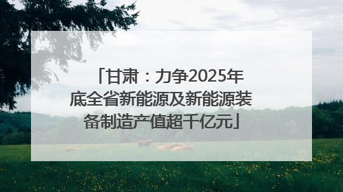 甘肃：力争2025年底全省新能源及新能源装备制造产值超千亿元