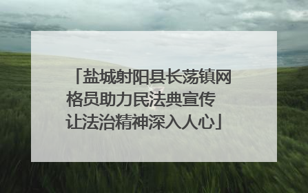 盐城射阳县长荡镇网格员助力民法典宣传 让法治精神深入人心