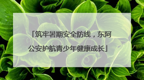 筑牢暑期安全防线，东阿公安护航青少年健康成长