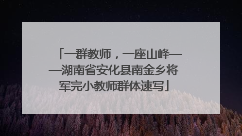 一群教师，一座山峰——湖南省安化县南金乡将军完小教师群体速写