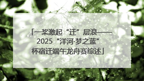 一桨激起“迁”层浪——2025“洋河·梦之蓝”杯宿迁端午龙舟赛综述