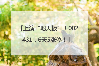 上演“地天板”！002431，6天5涨停！