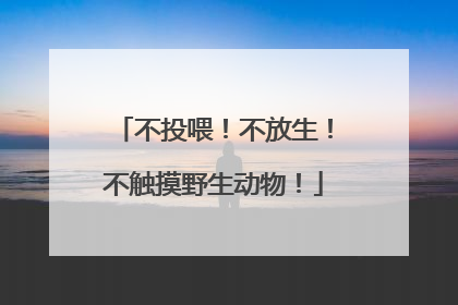不投喂！不放生！不触摸野生动物！