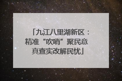 九江八里湖新区：精准“吹哨”聚民意 真查实改解民忧