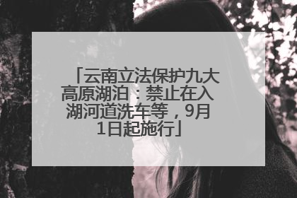 云南立法保护九大高原湖泊：禁止在入湖河道洗车等，9月1日起施行