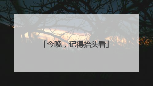 今晚，记得抬头看