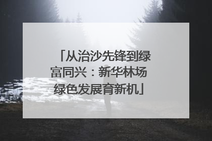 从治沙先锋到绿富同兴：新华林场绿色发展育新机