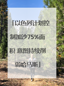 以色列计划控制加沙75%面积 意图持续削弱哈马斯