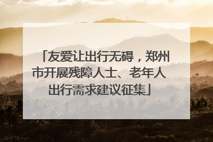 友爱让出行无碍，郑州市开展残障人士、老年人出行需求建议征集
