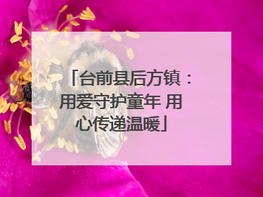 台前县后方镇：用爱守护童年 用心传递温暖
