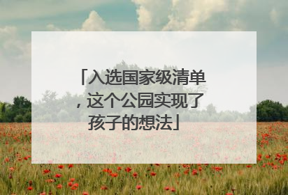 入选国家级清单，这个公园实现了孩子的想法
