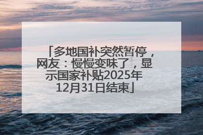多地国补突然暂停，网友：慢慢变味了，显示国家补贴2025年12月31日结束