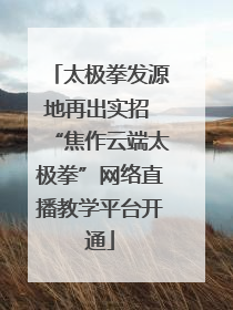 太极拳发源地再出实招 “焦作云端太极拳”网络直播教学平台开通
