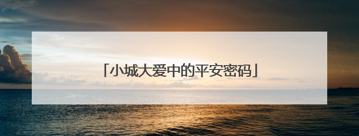 小城大爱中的平安密码