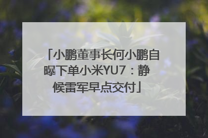 小鹏董事长何小鹏自曝下单小米YU7：静候雷军早点交付