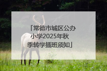 常德市城区公办小学2025年秋季转学插班须知