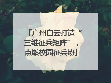 广州白云打造“三维征兵矩阵”，点燃校园征兵热