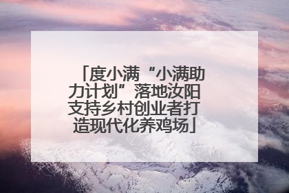 度小满“小满助力计划”落地汝阳支持乡村创业者打造现代化养鸡场