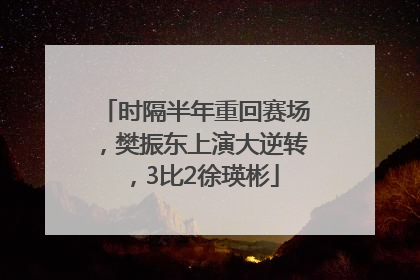 时隔半年重回赛场，樊振东上演大逆转，3比2徐瑛彬