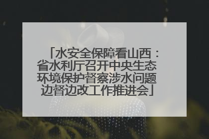 水安全保障看山西：省水利厅召开中央生态环境保护督察涉水问题边督边改工作推进会