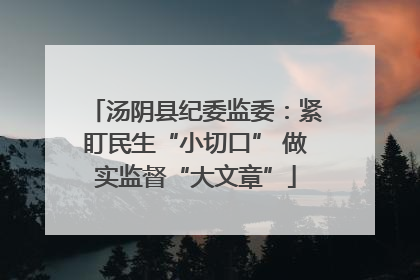 汤阴县纪委监委：紧盯民生“小切口” 做实监督“大文章”