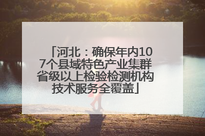 河北：确保年内107个县域特色产业集群省级以上检验检测机构技术服务全覆盖