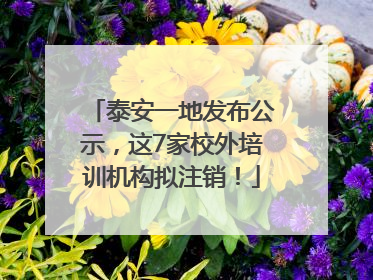 泰安一地发布公示，这7家校外培训机构拟注销！