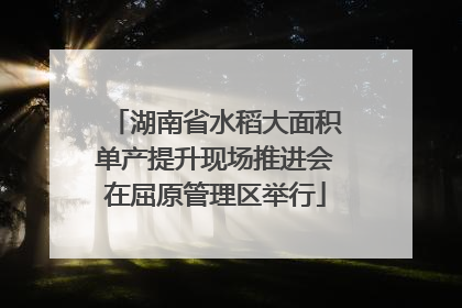 湖南省水稻大面积单产提升现场推进会在屈原管理区举行