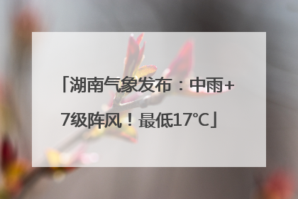 湖南气象发布：中雨+7级阵风！最低17℃