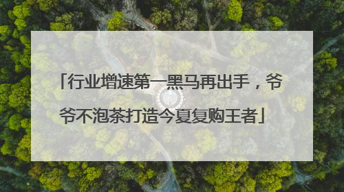 行业增速第一黑马再出手，爷爷不泡茶打造今夏复购王者