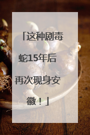这种剧毒蛇15年后再次现身安徽！