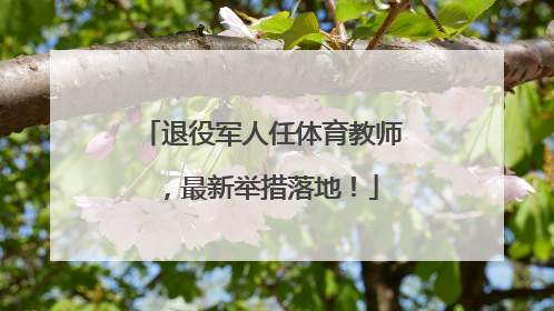 退役军人任体育教师，最新举措落地！