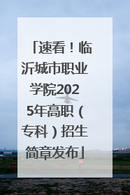 速看！临沂城市职业学院2025年高职（专科）招生简章发布