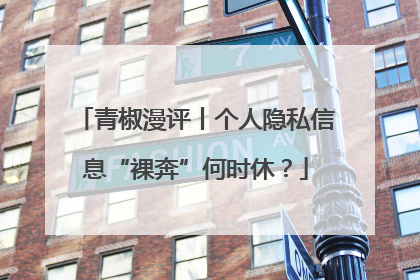 青椒漫评丨个人隐私信息“裸奔”何时休？