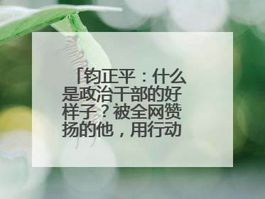 钧正平：什么是政治干部的好样子？被全网赞扬的他，用行动作出了回答