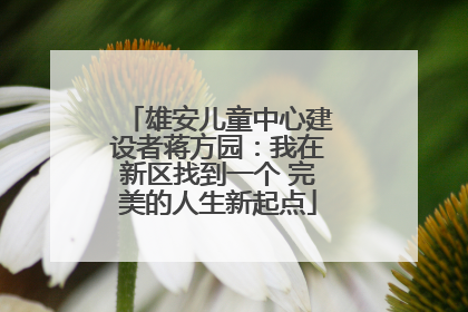 雄安儿童中心建设者蒋方园：我在新区找到一个 完美的人生新起点