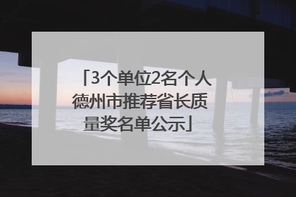 3个单位2名个人 德州市推荐省长质量奖名单公示