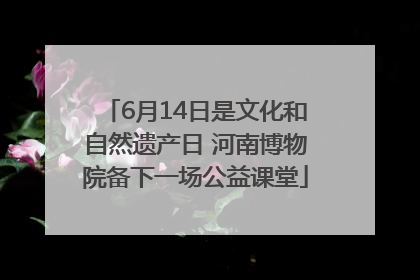 6月14日是文化和自然遗产日 河南博物院备下一场公益课堂